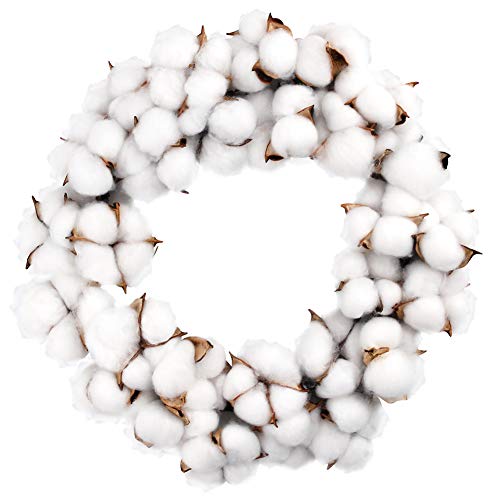 12 Inch Cotton Wreath Cotton Boll Wreath Rustic Wreaths for Front Door Wedding Decoration