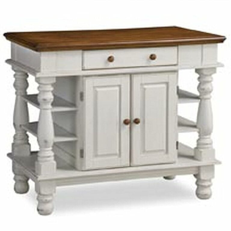 Americana Off White Kitchen Island with Storage