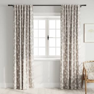 Barnyard Designs Set of 2 84 Inch Room Darkening Bedroom Curtains, Recycled Cotton, Floral Curtains Farmhouse Curtains for Bedroom, Rustic Curtains for Living Room, Window Treatments, Grey