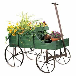 Collections Etc Amish Wagon Decorative Indoor/Outdoor Garden Backyard Planter, Green