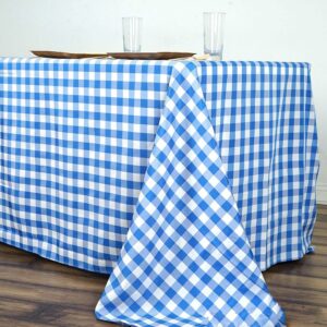 Efavormart Perfect Picnic Inspired Blue Checkered 90x156 Polyester Tablecloths for Party Event Decor