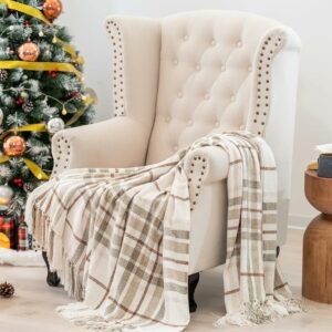 EVERGRACE Plaid Chenille Throw Blanket