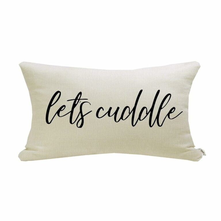 Farmhouse Pillow Covers with Let’s Cuddle Quote 12" x 20" Farmhouse Rustic Décor Lumbar Pillow Covers with Saying Housewarming Gifts Family Room Décor