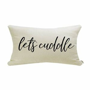 Farmhouse Pillow Covers with Let’s Cuddle Quote 12" x 20" Farmhouse Rustic Décor Lumbar Pillow Covers with Saying Housewarming Gifts Family Room Décor