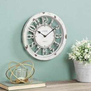 FirsTime & Co.® Antique Farmhouse Contour Wall Clock, American Crafted, Distressed Ivory, 10 x 2 x 10,