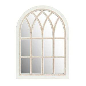 FLORA Farmhouse Window Pane Mirror, Large Decorative White Wall Mirror for Living Room Kitchen Entryway, 24 L x 34