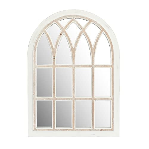 FLORA Farmhouse Window Pane Mirror, Large Decorative White Wall Mirror for Living Room Kitchen Entryway, 24 L x 34