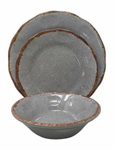 Gianna's Home 12 Piece Rustic Farmhouse Melamine Dinnerware Set (Gray)