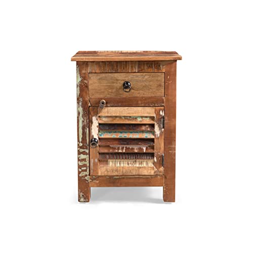 Great Deal Furniture Salome Wooden Side Table with Drawer, Distressed Paint