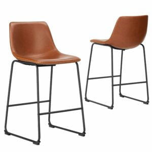 Industrial Faux Leather Bar Stools - Set of 2