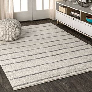 JONATHAN Y MOH201A-8 Williamsburg Minimalist Stripe Indoor Farmhouse Area-Rug Bohemian Minimalistic Easy-Cleaning Bedroom Kitchen Living Room Non Shedding, 8 X 10, Cream,Gray