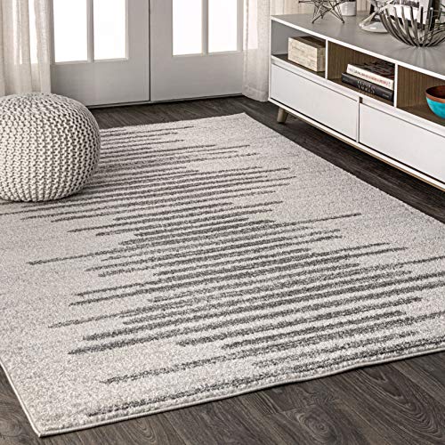 JONATHAN Y MOH205A-5 Aya Berber Stripe Geometric Indoor Farmhouse Area-Rug Bohemian Minimalistic Striped Easy-Cleaning Bedroom Kitchen Living Room Non Shedding, 5 X 8, Cream,Gray