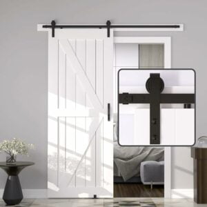 JZVXX 6FT Barn Door Hardware kit, Barn Door Track, Sliding Door Hardware kit, Easy to Install- Mini Version- Combination Track Mode- Step by Step Manual Included.(JD-6FT-mini-5)