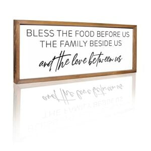 LIBWYS 32x12 Bless the Food Before Us Sign Dining Room Wall Sign With Inspirational Quote for Home decor Farmhouse Wall Art Sign for Living Room Dining Room Kitchen