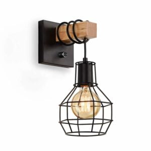 LIGHTESS Black Wall Sconces with Dimmer ON/Off Switch, Cage Wall Mount Light Fixture Industrial Farmhouse Lighting for Living Room Kitchen, C71Y215