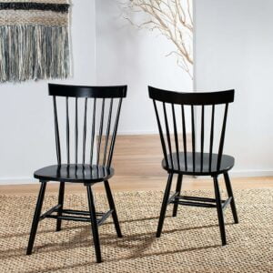 Safavieh American Homes Collection Parker Country Farmhouse Wood Black Spindle Side Chair (Set of 2)