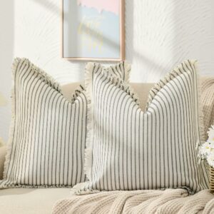 ZWJD Striped Fringe Throw Pillow Covers